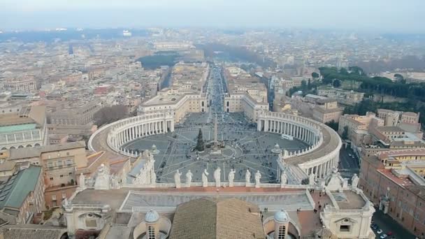 Vaticaan plein en Rome stadsgezicht, Vaticaan, Italië. — Stockvideo