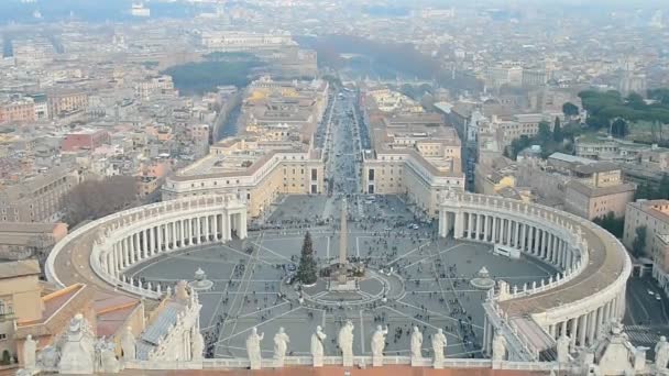 Vaticaan plein en Rome stadsgezicht, Vaticaan, Italië. — Stockvideo