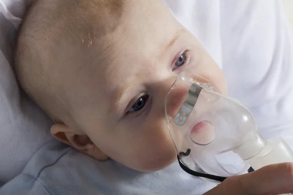 Inhalation child infant under one year — Stock Photo, Image