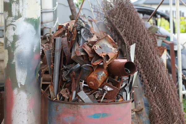 Rusty scrap metal iron barrel — Stock Photo, Image