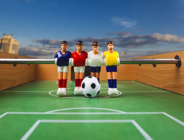 Foosball table soccer . mini  football players sport teame — Stock Photo, Image