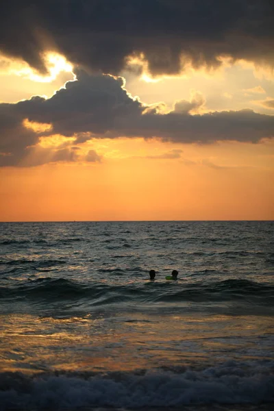 Evening Sky Ocean Overcast Thunderclouds Sunset — Stock Photo, Image