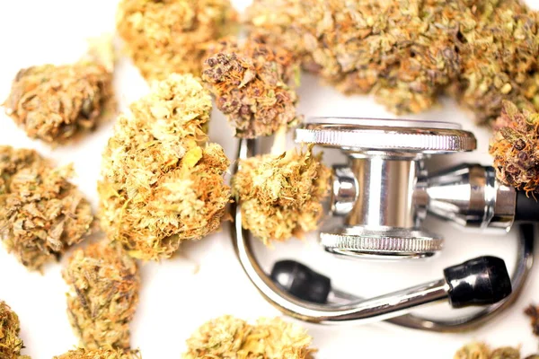 Lékařská Marihuana Cannabis Cbd Konopné Pupeny Medicínský Koncept — Stock fotografie