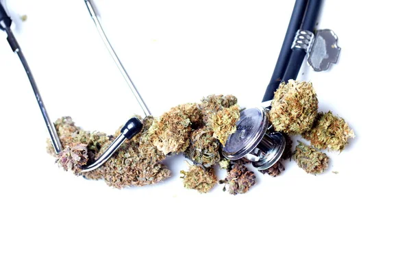 Medicinale Marihuana Cbd Hennepknoppen Geneeskundig Concept — Stockfoto