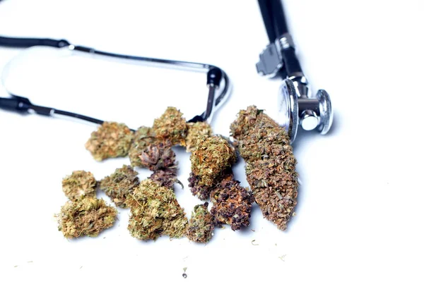 Orvosi Marihuána Cannabis Cbd Kenderbimbók Orvostudomány Fogalma — Stock Fotó