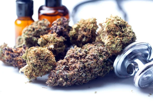 Marijuana Medica Cannabis Cbd Germogli Canapa Concetto Medicina — Foto Stock