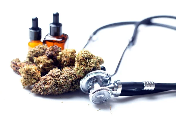 Marihuana Medyczna Cbd Marihuany Pąki Konopi Koncepcja Medycyny — Zdjęcie stockowe