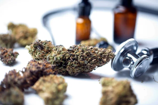 Marijuana Medicinal Cannabis Cbd Botões Cânhamo Conceito Medicina — Fotografia de Stock