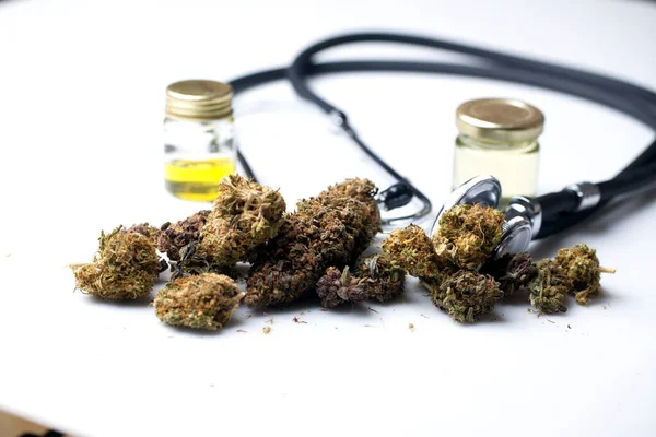 Mariyuana Medis Ganja Ganja Cbi Tunas Rami Konsep Obat — Stok Foto