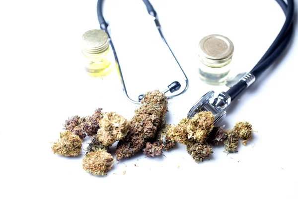 Orvosi Marihuána Cannabis Cbd Kenderbimbók Orvostudomány Fogalma — Stock Fotó