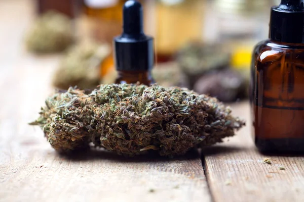 Marihuana Medicinal Cannabis Cbd Capullos Cáñamo Concepto Medicina — Foto de Stock