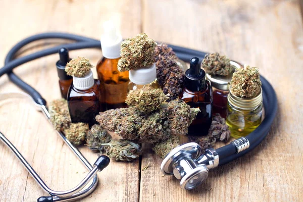 Marijuana Medica Cannabis Cbd Germogli Canapa Concetto Medicina — Foto Stock