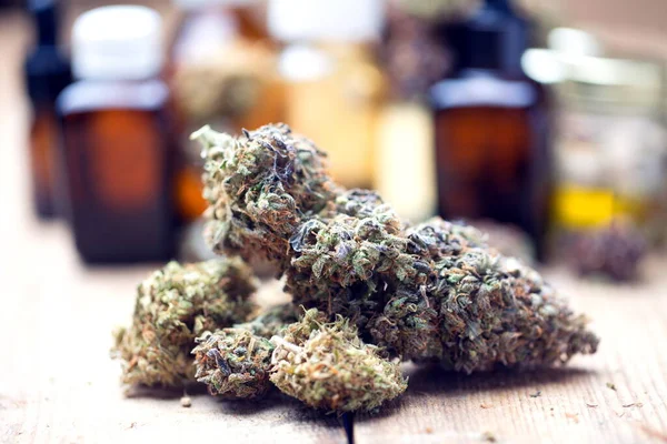 Marijuana Medicinal Cannabis Cbd Botões Cânhamo Conceito Medicina — Fotografia de Stock