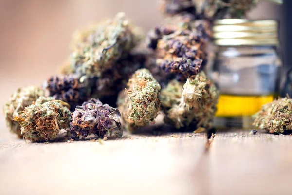 Marihuana Medicinal Cannabis Cbd Capullos Cáñamo Concepto Medicina — Foto de Stock