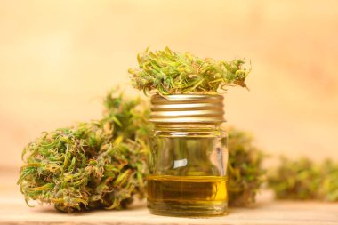 Tıbbi marihuana. Esrar Indica. CBC yağı. ot tomurcukları