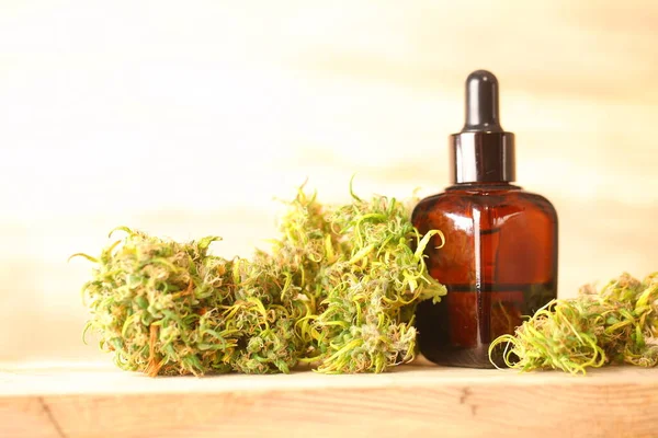 Marihuana Medicinal Cannabis Indica Aceite Cbd Cogollos Cáñamo — Foto de Stock