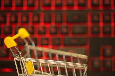 Evden bilgisayar kullanarak online alışveriş. bilgisayar klavyesi