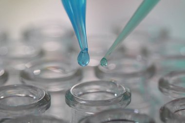 Kimyasal laboratuvar plastik ambalaj laboratuvar asistanı kız testi