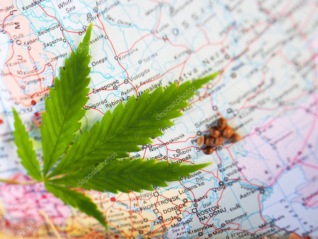 cannabis leaf on map europe