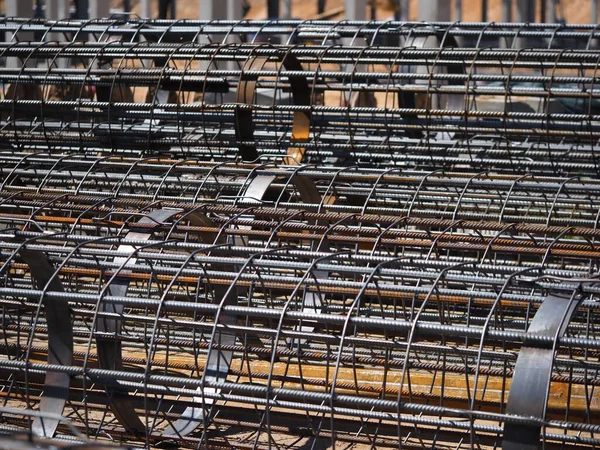 Rebar Welded Metal Structure Building Foundation — Stock Photo, Image