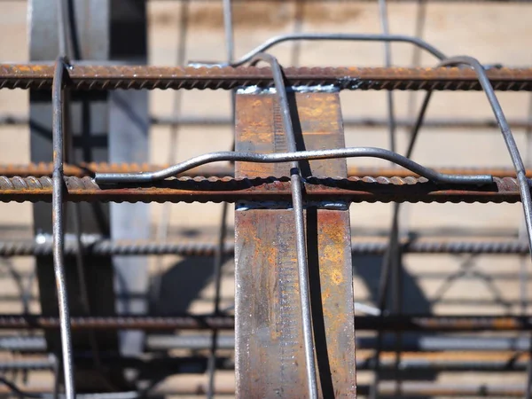 Rebar Welded Metal Structure Building Foundation — Stock Photo, Image