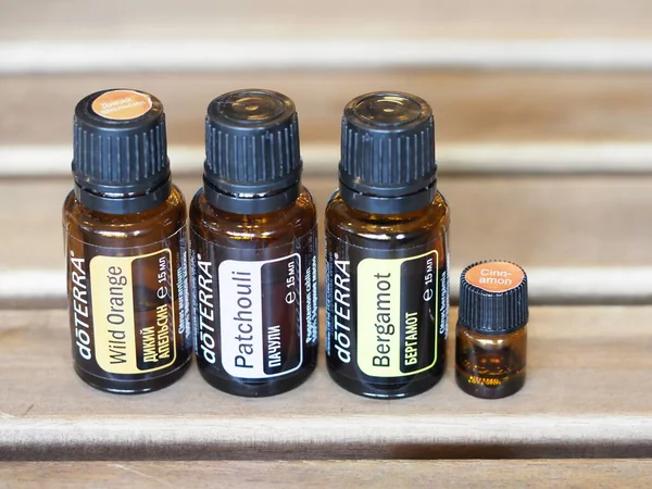 Essential Natural Oil Doterra Table Belarus Minsk 2021 — Stock Photo, Image