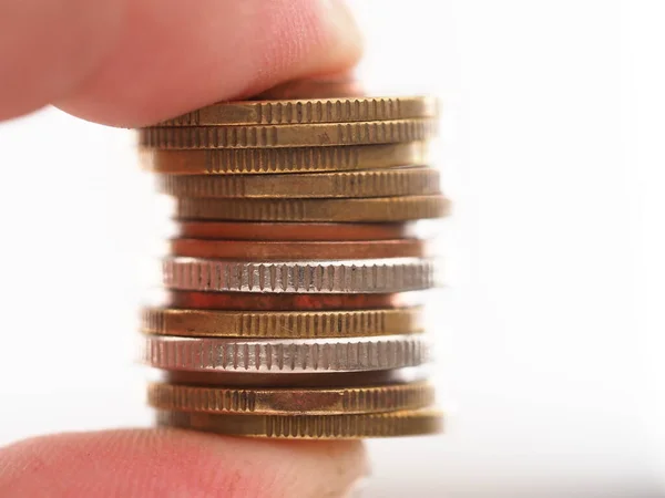 Stack White Yellow Red Coins Man Hand — Stock Photo, Image