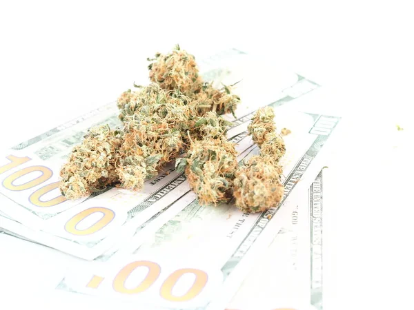 Kannabisz Üzleti Koncepció Pénz Amerikai Dollár Orvosi Marihuána — Stock Fotó