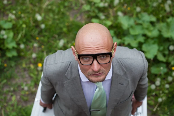 Bald man in glasses — Stock Photo, Image