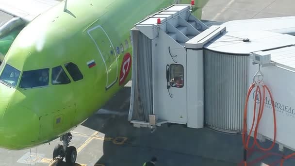 Avión en el aeropuerto de Domodedovo — Vídeos de Stock