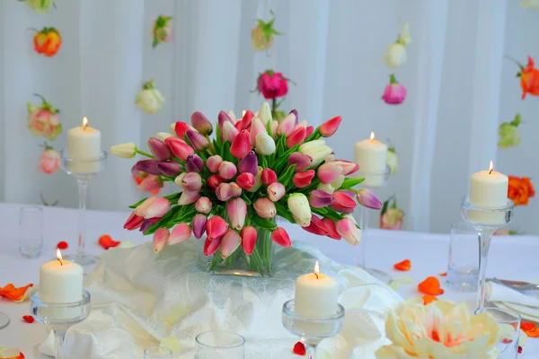 Bouquet of red and yellow tulips — Stock Photo, Image