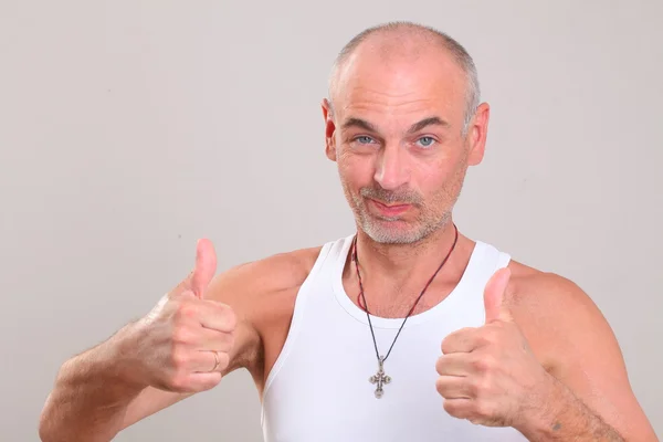 Adult man showing thumb up — Stock Photo, Image