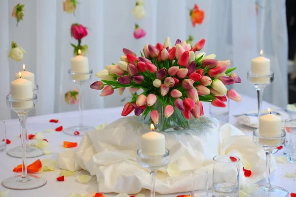 Bouquet of red and yellow tulips — Stock Photo, Image