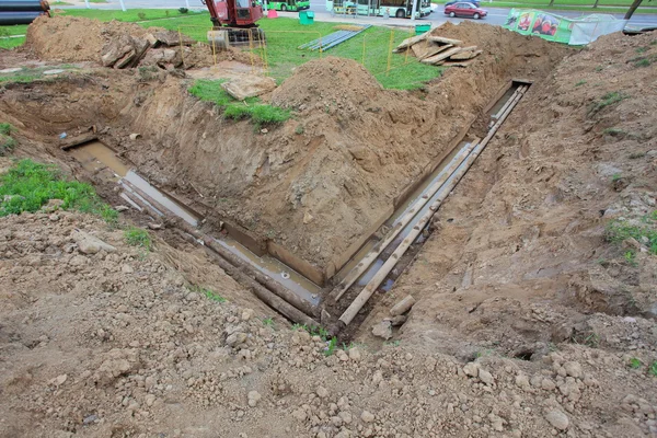 Pipes for water in trench