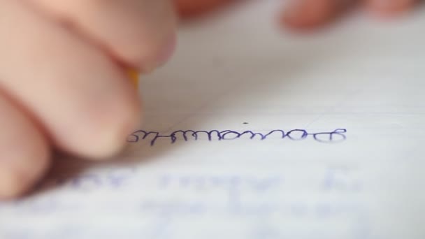 Criança escrevendo em um caderno — Vídeo de Stock