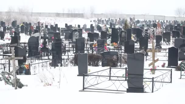 Tumbas en el cementerio local — Vídeos de Stock