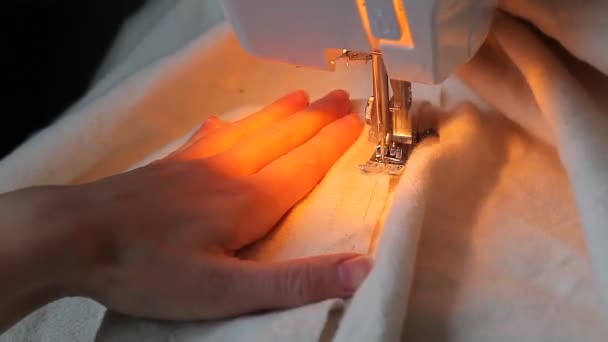 Woman stitching fabric — Stock Video