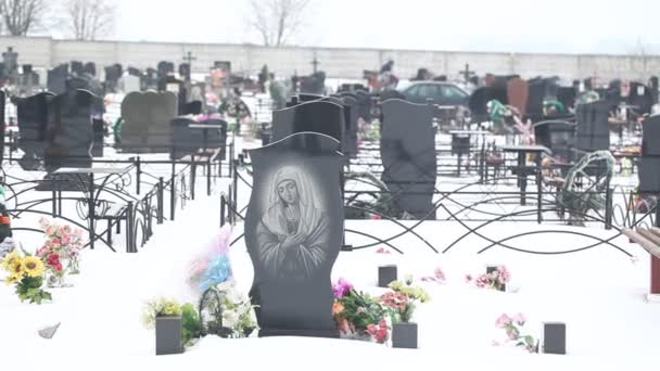 Nagrobków na cmentarzu — Wideo stockowe