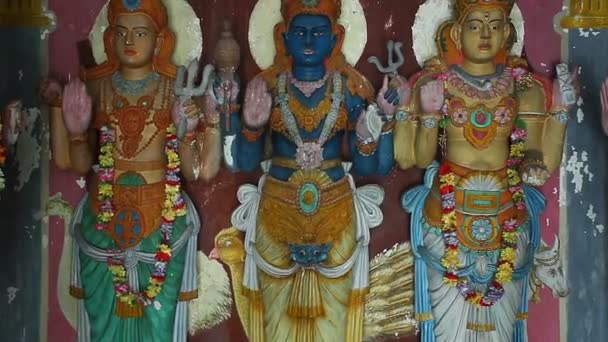 Hindoeïstische goden in tempel — Stockvideo