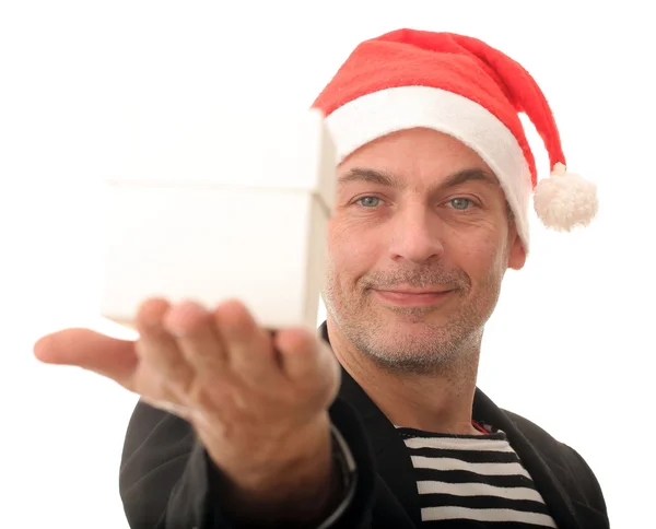 Man in Kerstman hoed — Stockfoto