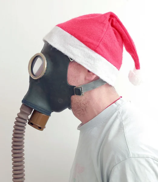 Santa in gas mask — Stock Photo, Image