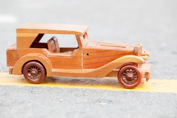 Wooden toy retro car — Stock Photo, Image