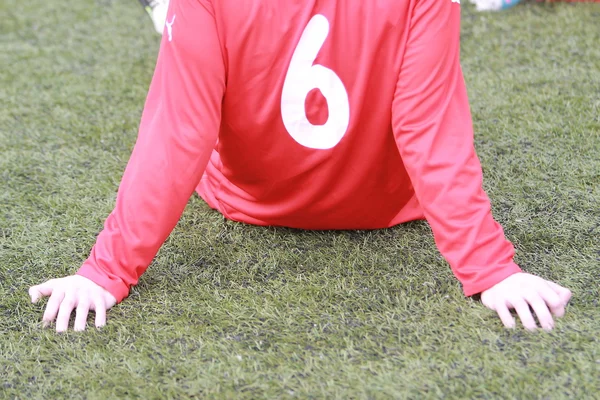 Přátelské fotbalové utkání mezi sportovní novináři z Japonska a Běloruska. Minsk, září 2013 — Stock fotografie