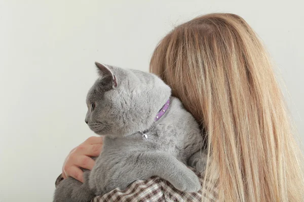 イギリスの猫と女の子 — ストック写真