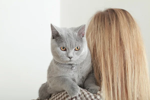 イギリスの猫と女の子 — ストック写真