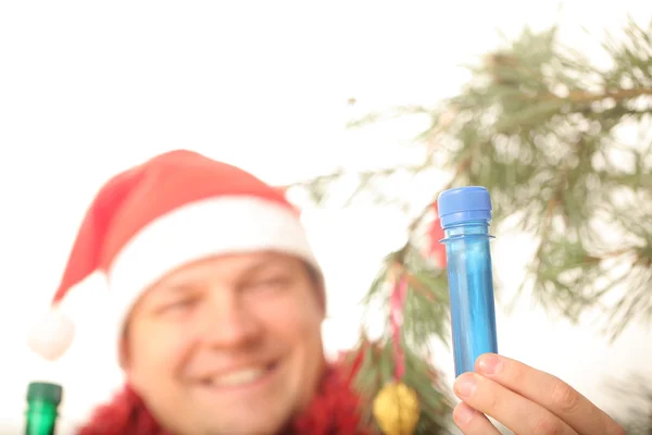 Funny man in santa hat — Stock Photo, Image