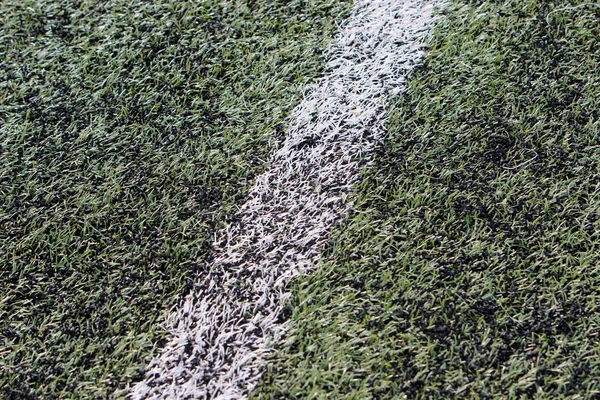 Soccer field with white line — Stock Photo, Image