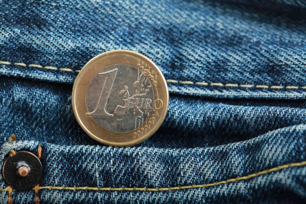 Euro coin in pocket — Stock Photo, Image