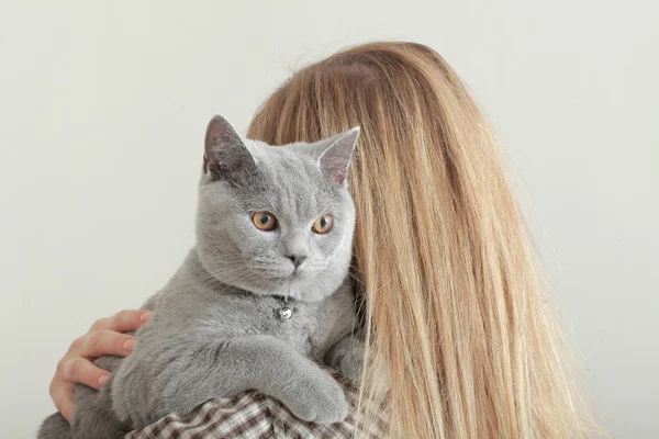 イギリスの猫と女の子 — ストック写真