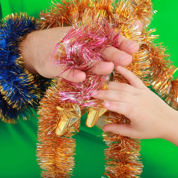 Man with christmas decoration — Stock Photo, Image